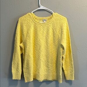 Vintage L.L. Bean Light Yellow Bouclé Crewneck Sweater Cotton
